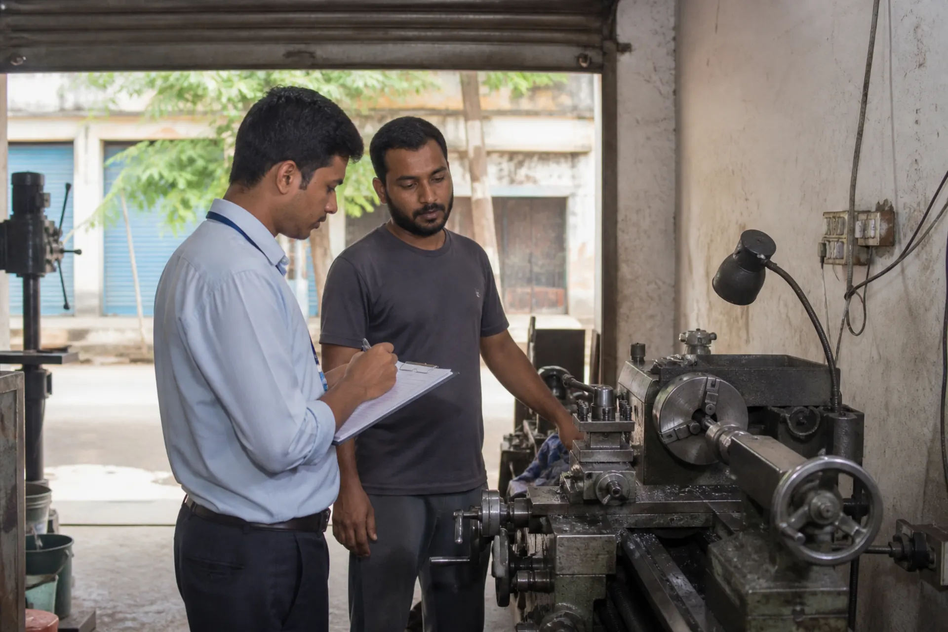 On-site verification visit at a workshop